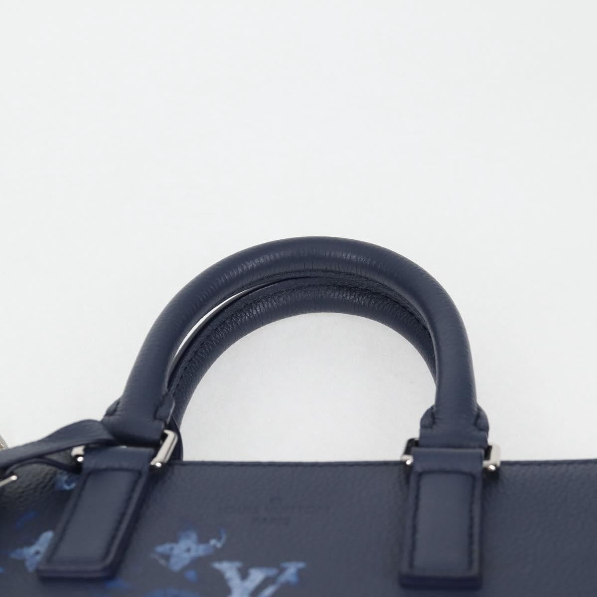 Louis Vuitton Sac Plat Zipped Limited Edition Monogram Ink Watercolor Leather, Blue, Canvas, Handbag