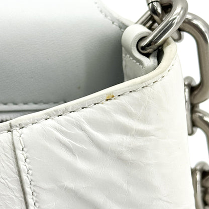Balenciaga Downtown S Chain-Handle Leather, White, Leather, Shoulder Bag