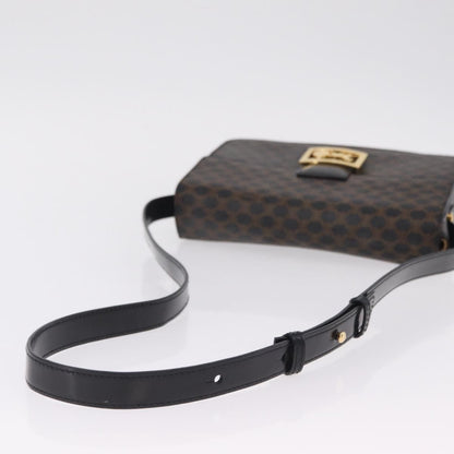 Celine Vintage Horse Carriage C Macadam Canvas and Leather, Black, Canvas, Shoulder Bag