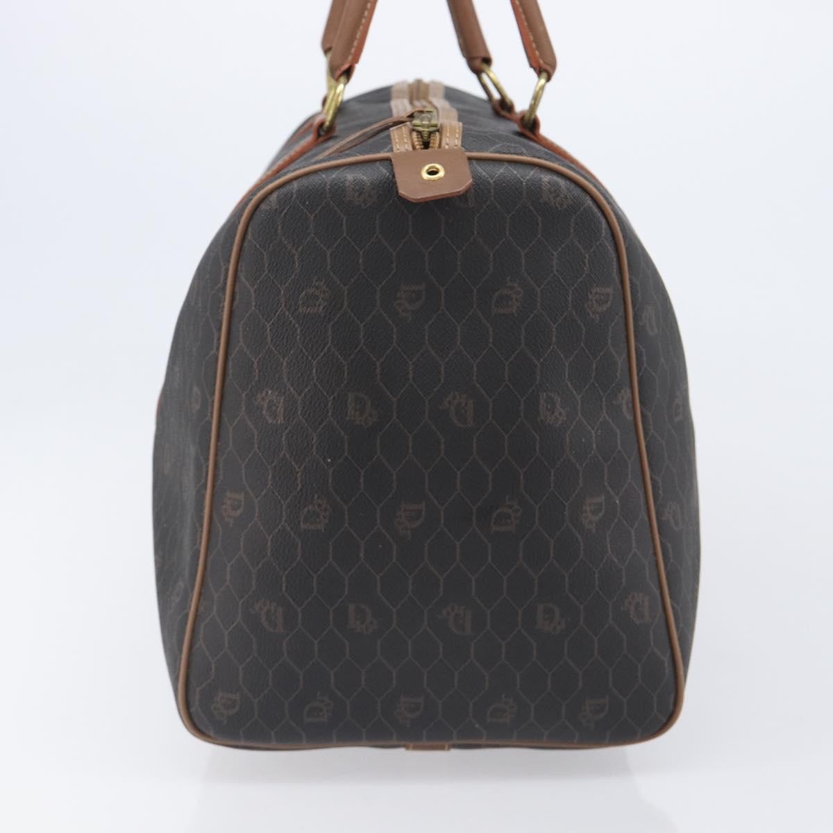 Christian Dior Vintage Honeycomb Boston Canvas and Leather, Black, Canvas, Travel Bag