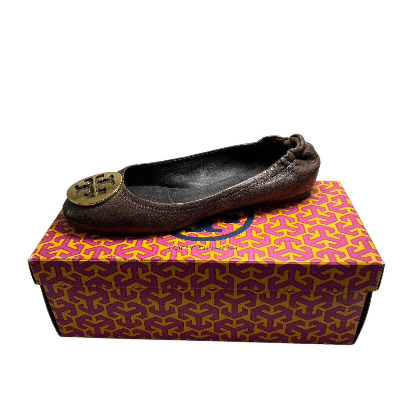 Tory Burch Minnie Travel Ballet Flat 8.5 US Brown