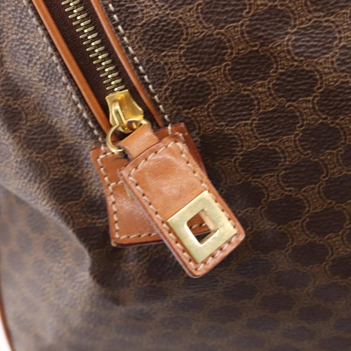 Celine Boston Triomphe Coated Canvas, Brown, Canvas, Handbag