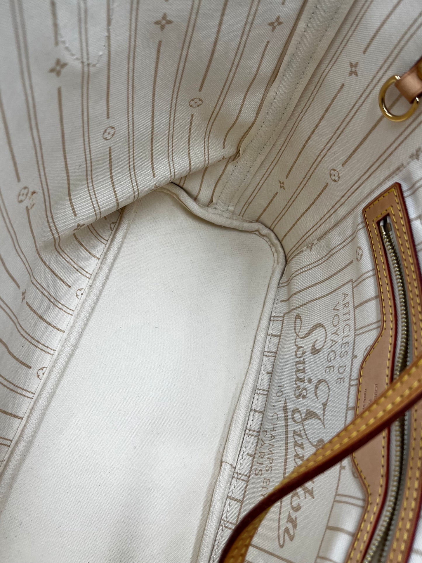 Louis Vuitton Neverfull Tote Damier, White, Canvas, Handbag