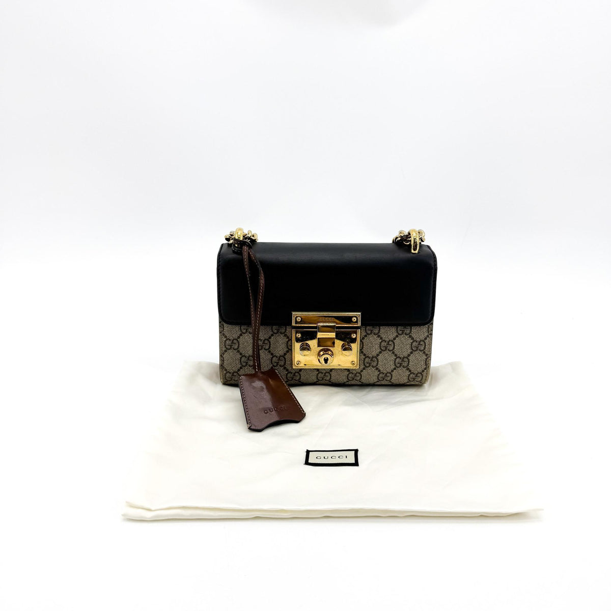 Gucci Padlock Clutch GG Canvas and Leather, Black, Canvas, Clutch