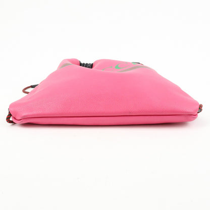 Gucci Logo Drawstring Printed Leather, Pink, Leather, Backpack
