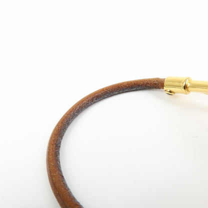 Hermes Jumbo Hook Braided Leather and Metal, Brown, Leather, Bracelet