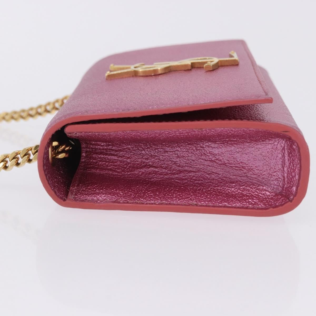Saint Laurent Classic Monogram Metallic Leather, Pink, Leather, Crossbody Bag