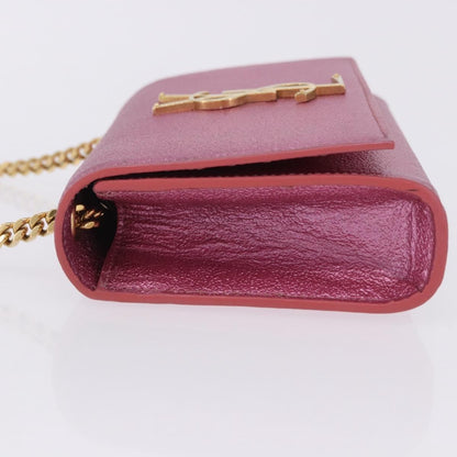 Saint Laurent Classic Monogram Metallic Leather, Pink, Leather, Crossbody Bag