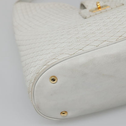 Bally Vintage Quilted leather, White, Leather, Shoulder Bag