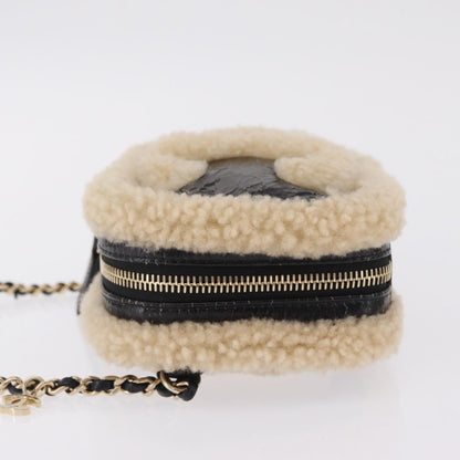 Chanel CC Mania Waist Shearling and Shiny Crumpled Sheepskin, Black, Textile, Handbag