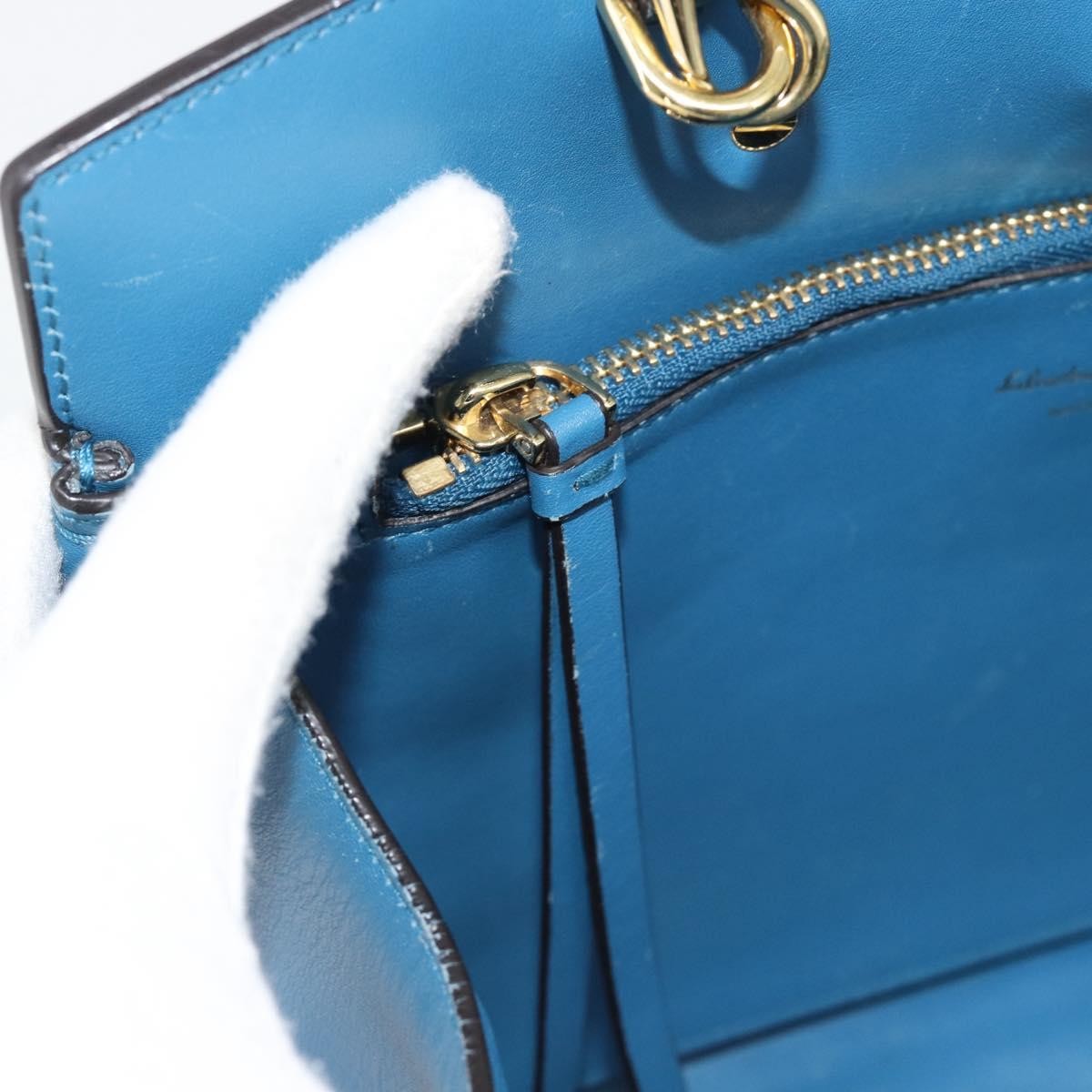 Salvatore Ferragamo Studio Portfolio Leather, Blue, Leather, Briefcase