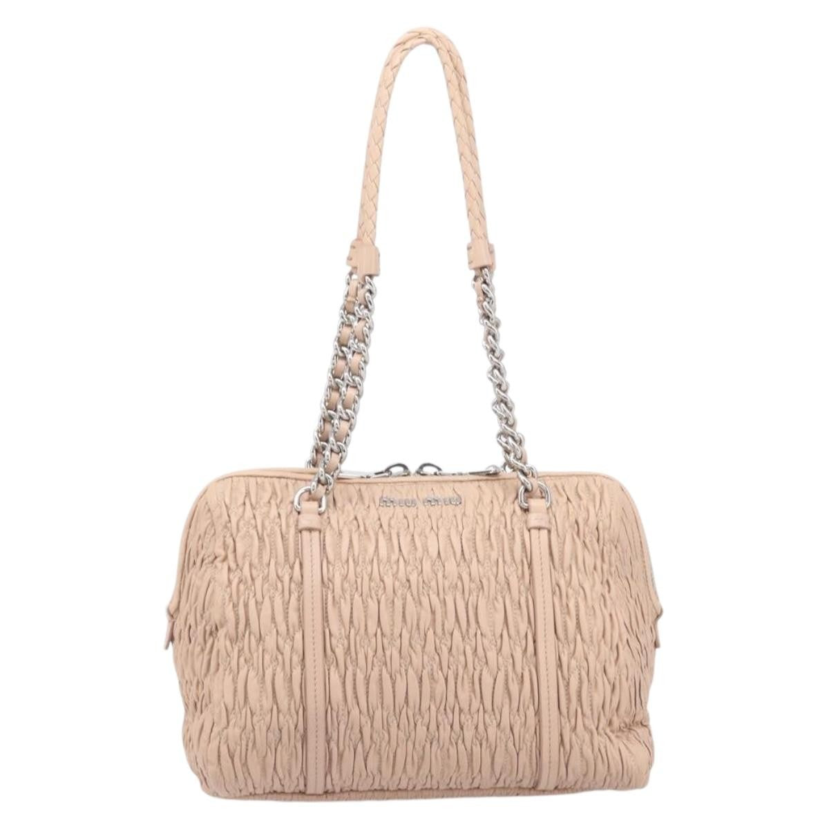 Miu Miu Shoulder Leather, Beige, Leather, Shoulder Bag