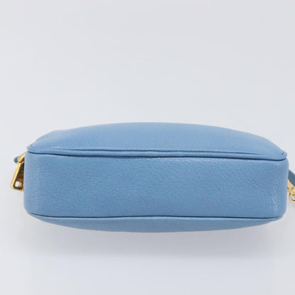 Miu Miu Double Zip Pochette Leather, Blue, Leather, Clutch