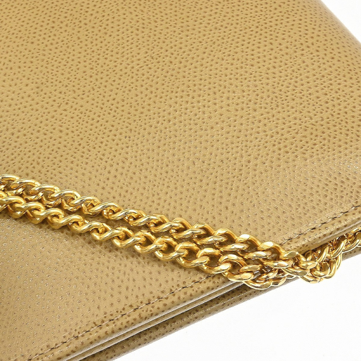 Christian Dior Vintage Chain Flap Leather, Beige, Leather, Shoulder Bag