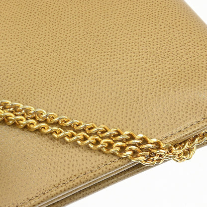 Christian Dior Vintage Chain Flap Leather, Beige, Leather, Shoulder Bag