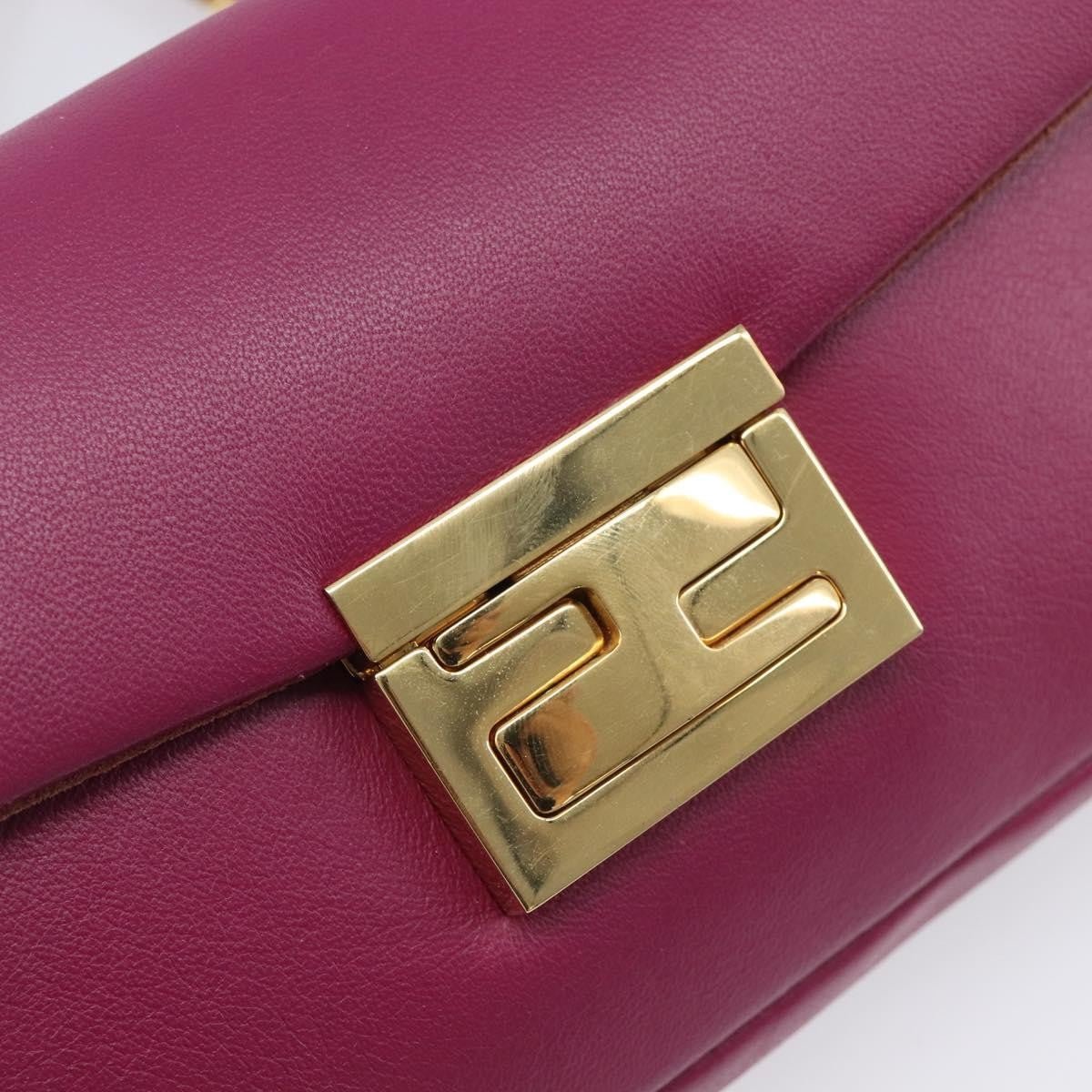Fendi Be Baguette Flap Leather, Pink, Leather, Handbag