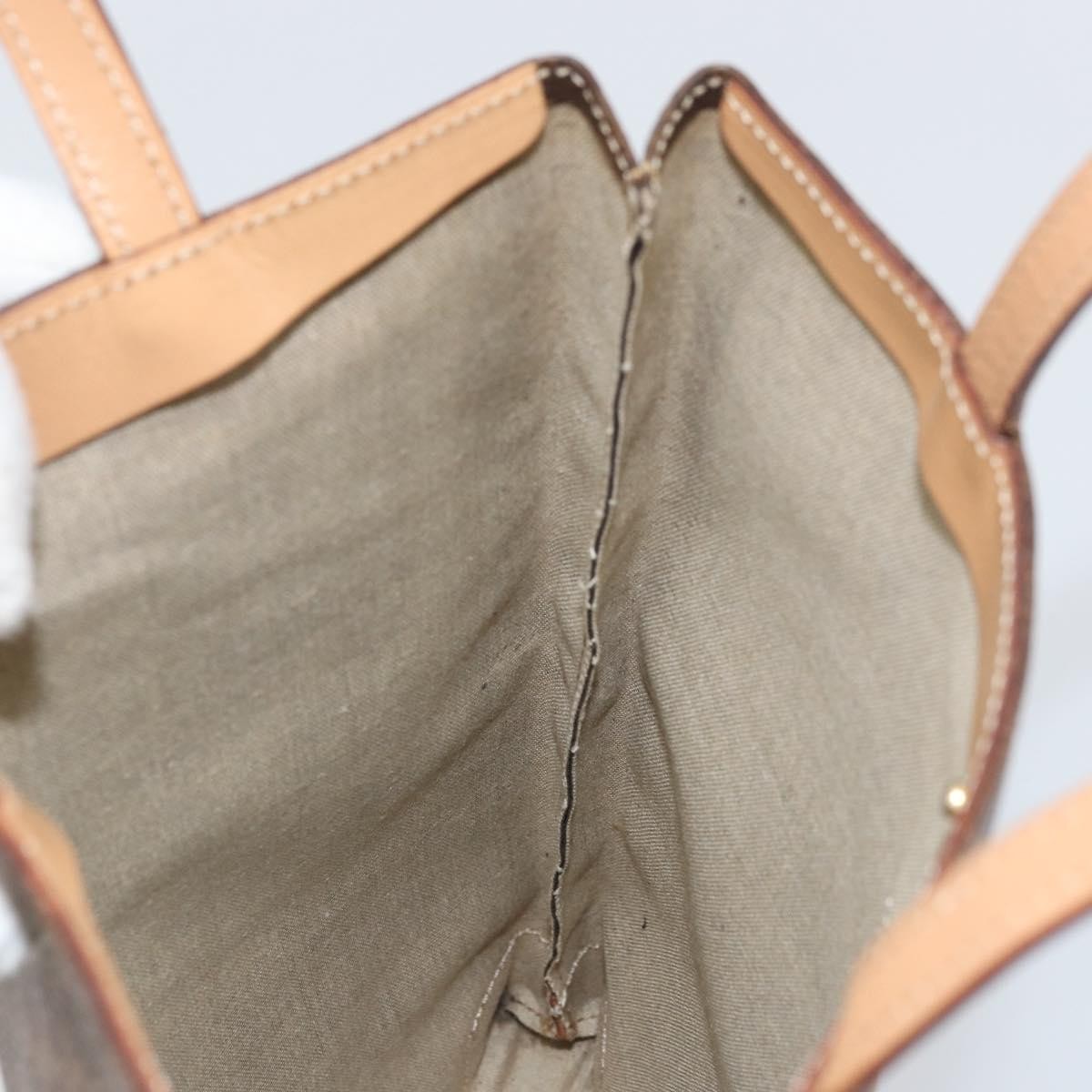 Celine Vintage Macadam Canvas and Leather, Brown, Canvas, Tote Bag