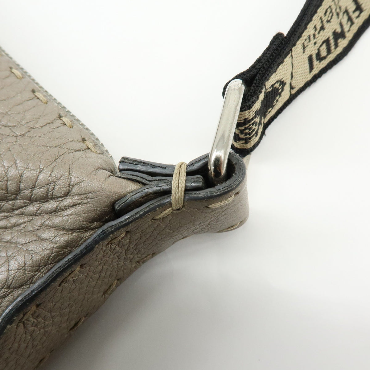 Fendi Selleria Leather, Neutral, Leather, Crossbody Bag