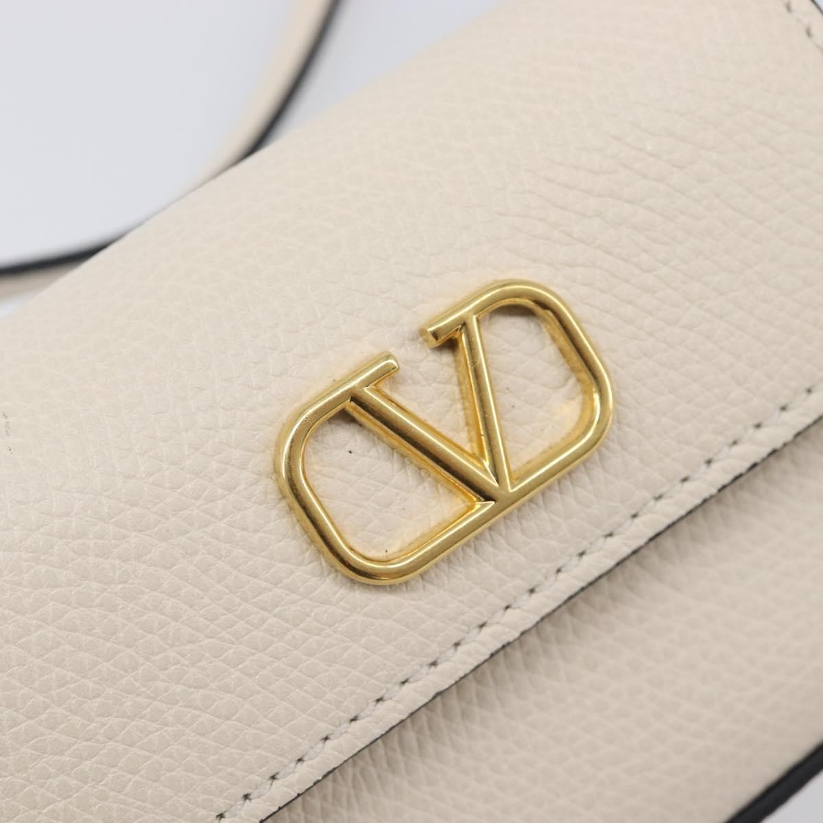 Valentino Garavani V Pouch Shoulder Bag Leather, White, Leather, Shoulder Bag
