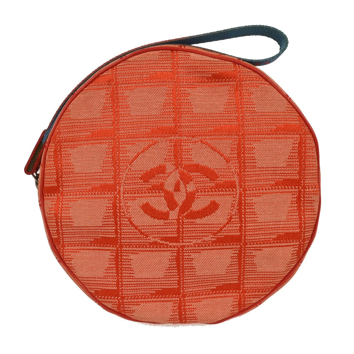 Chanel Travel Line Round Wristlet Nylon, Orange, Nylon, Clutch