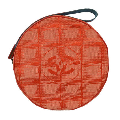 Chanel Travel Line Round Wristlet Nylon, Orange, Nylon, Clutch