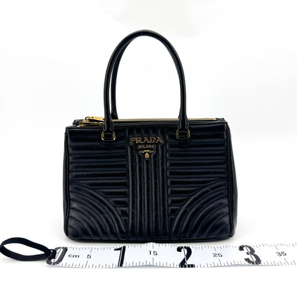 Prada Double Zip Diagramme Quilted Leather, Black, Leather, Tote Bag