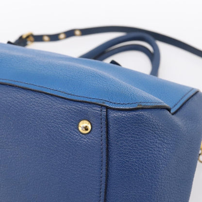Miu Miu Madras Bowler Leather, Blue, Leather, Handbag
