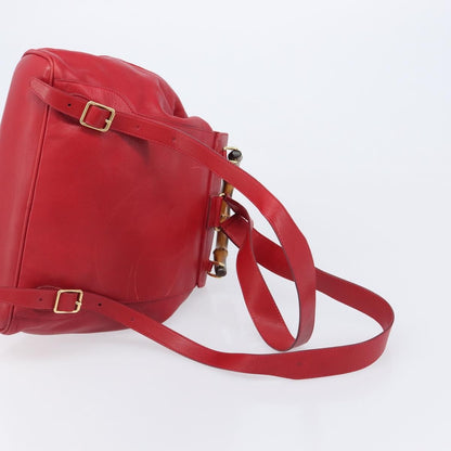 Gucci Vintage Bamboo Leather, Red, Leather, Backpack
