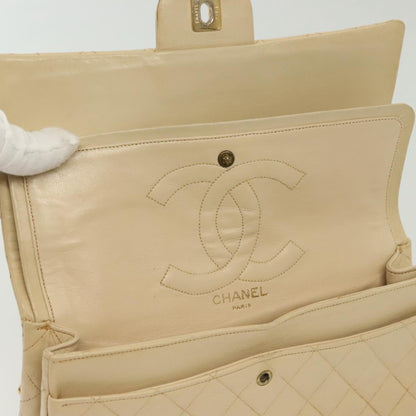 Chanel Vintage Square Classic Double Flap Bag Quilted Leather, BEIGE, LEATHER, Shoulder bag