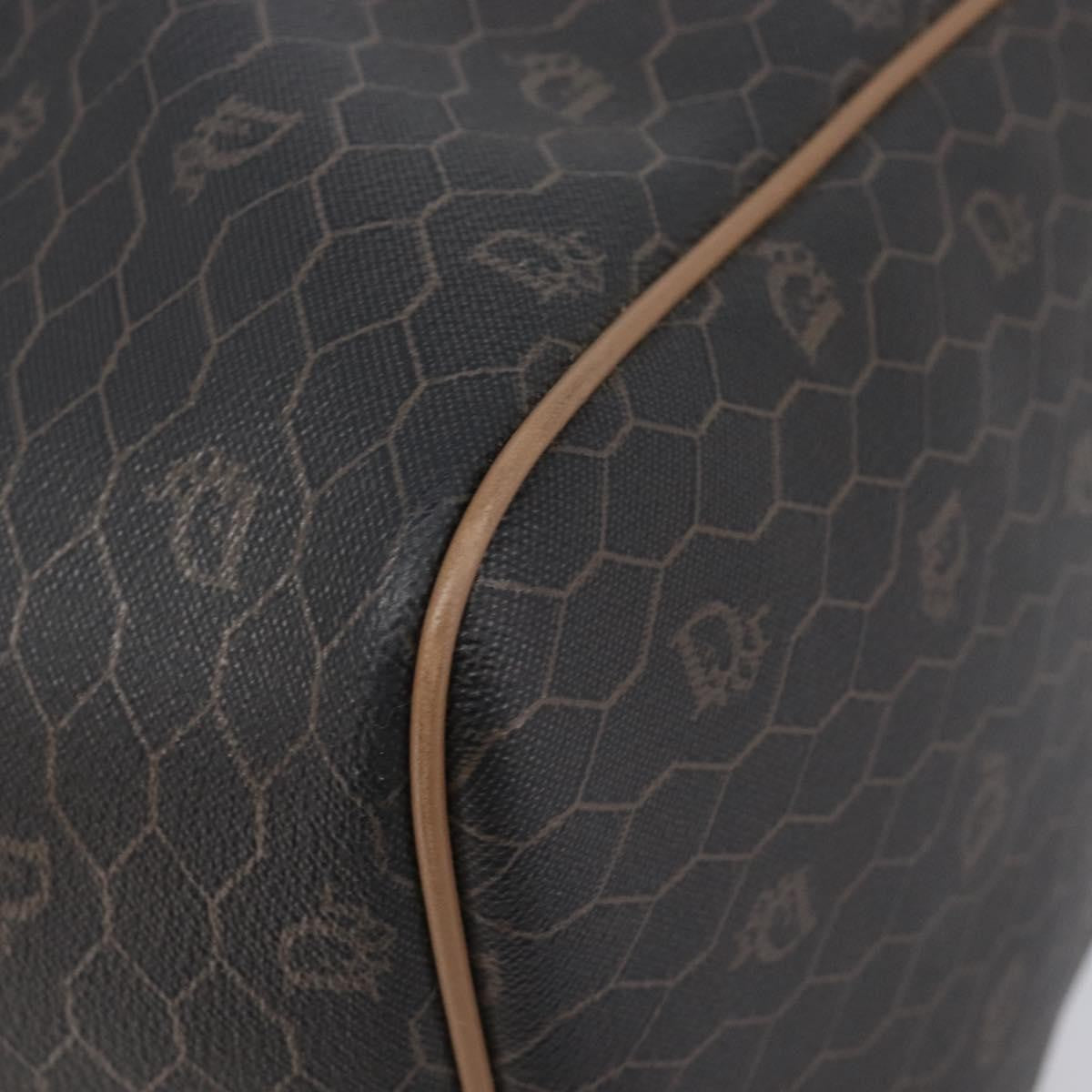 Christian Dior Vintage Honeycomb Boston Canvas and Leather, Black, Canvas, Travel Bag