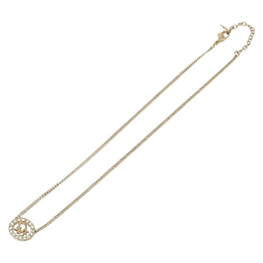 Christian Dior Vintage Logo Pendant Metal, Gold, Metal, Necklace