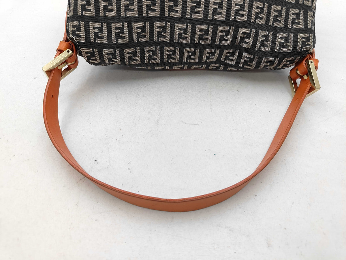 Fendi Zucchino Canvas Mamma Baguette Canvas, Khaki, Canvas, Shoulder Bag