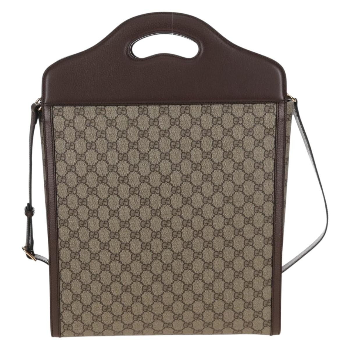 Gucci Cut Out Handle Printed GG Coated Canvas, Brown, Canvas, Tote Bag
