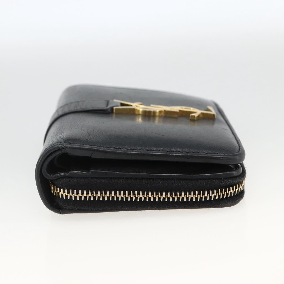 Saint Laurent Classic Monogram YSL Line Zip Around Leather, Black, Leather, Wallet
