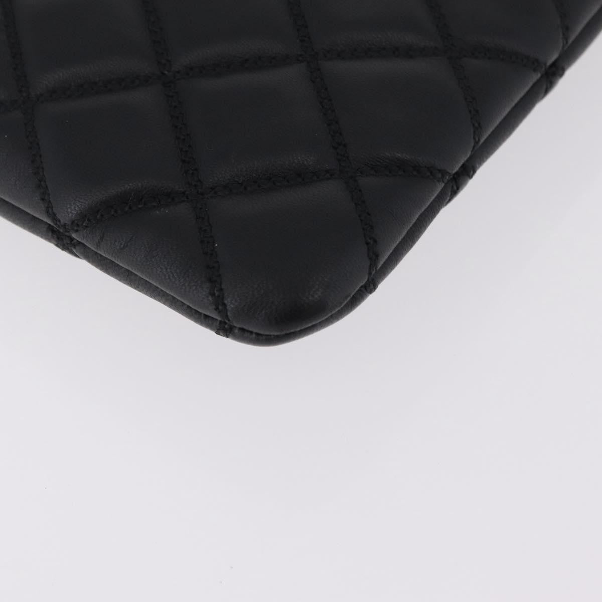 Chanel Bicolor Boy O Case Clutch Lambskin, Black, Leather, Clutch