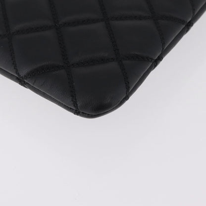 Chanel Bicolor Boy O Case Clutch Lambskin, Black, Leather, Clutch