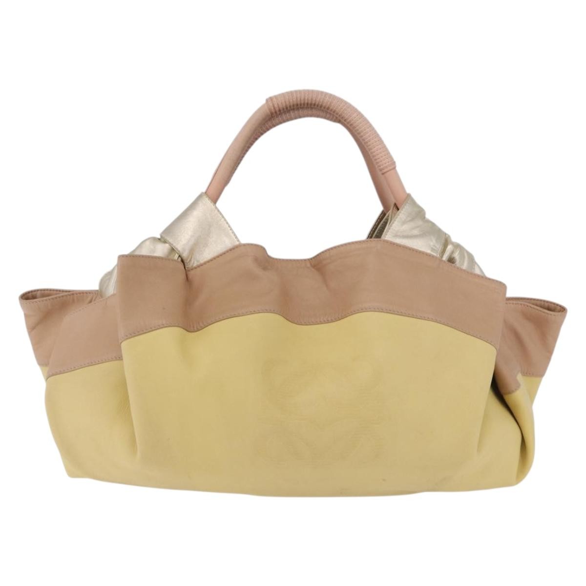 Loewe Anagram Logo Nappa Aire Hand Leather, Yellow, Leather, Handbag