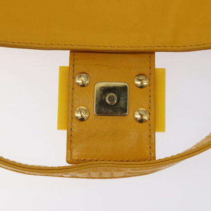 Fendi Mamma Baguette Shoulder Bag Canvas, YELLOW, LEATHER, Shoulder bag