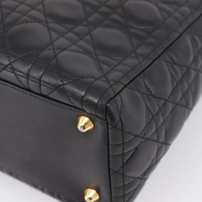 Christian Dior Vintage Lady Dior Cannage Quilt Lambskin, Black, Leather, Handbag