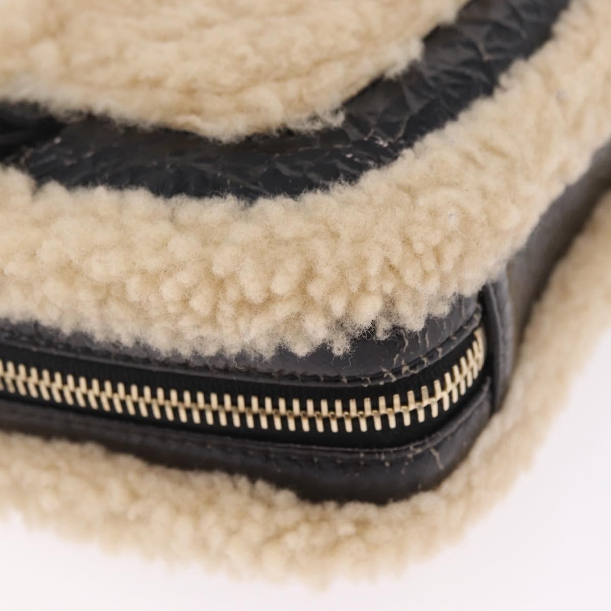 Chanel CC Mania Waist Shearling and Shiny Crumpled Sheepskin, Black, Textile, Handbag