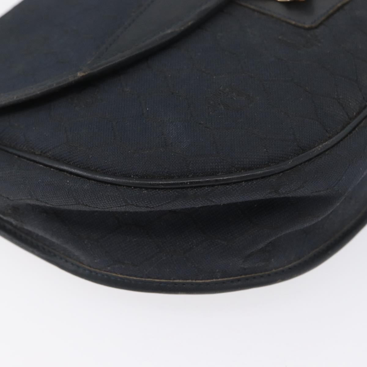 Christian Dior Vintage Honeycomb Flap Canvas and Leather, Black, Canvas, Shoulder Bag