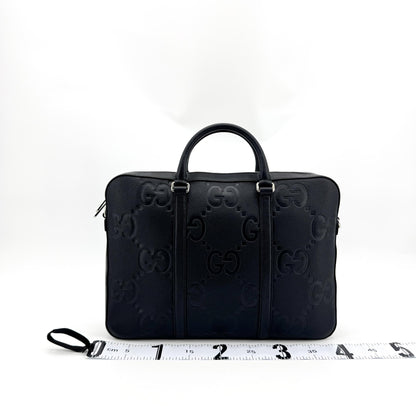Gucci Convertible Jumbo GG Embossed Leather, Black, Leather, Tote Bag