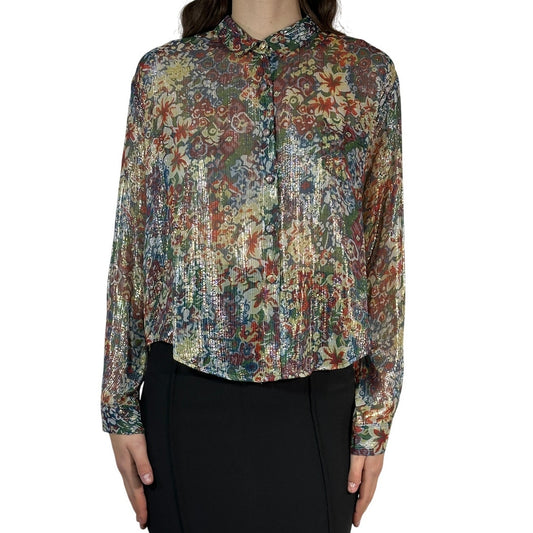 Mes Demoiselles Metallic Silk Blouse