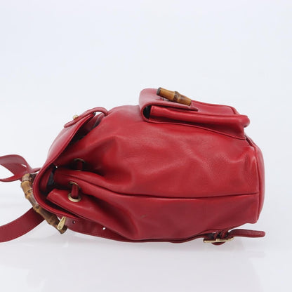 Gucci Vintage Bamboo Leather, Red, Leather, Backpack