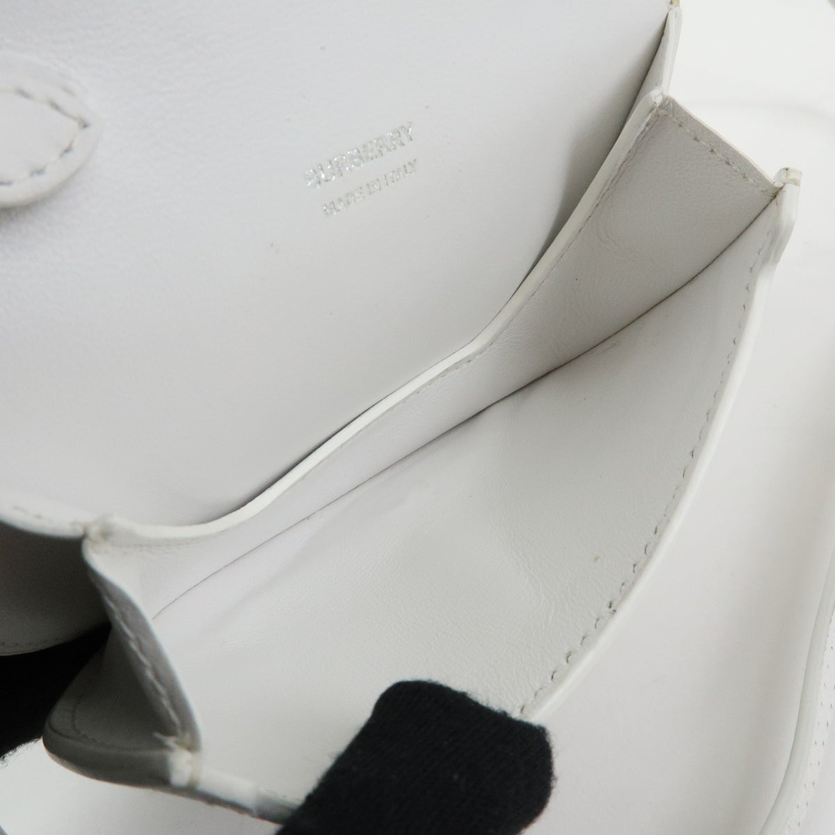 Burberry Olympia Flap Leather, White, Leather, Handbag