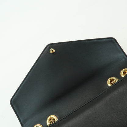 Gucci Rajah Chain Leather, Black, Leather, Tote Bag