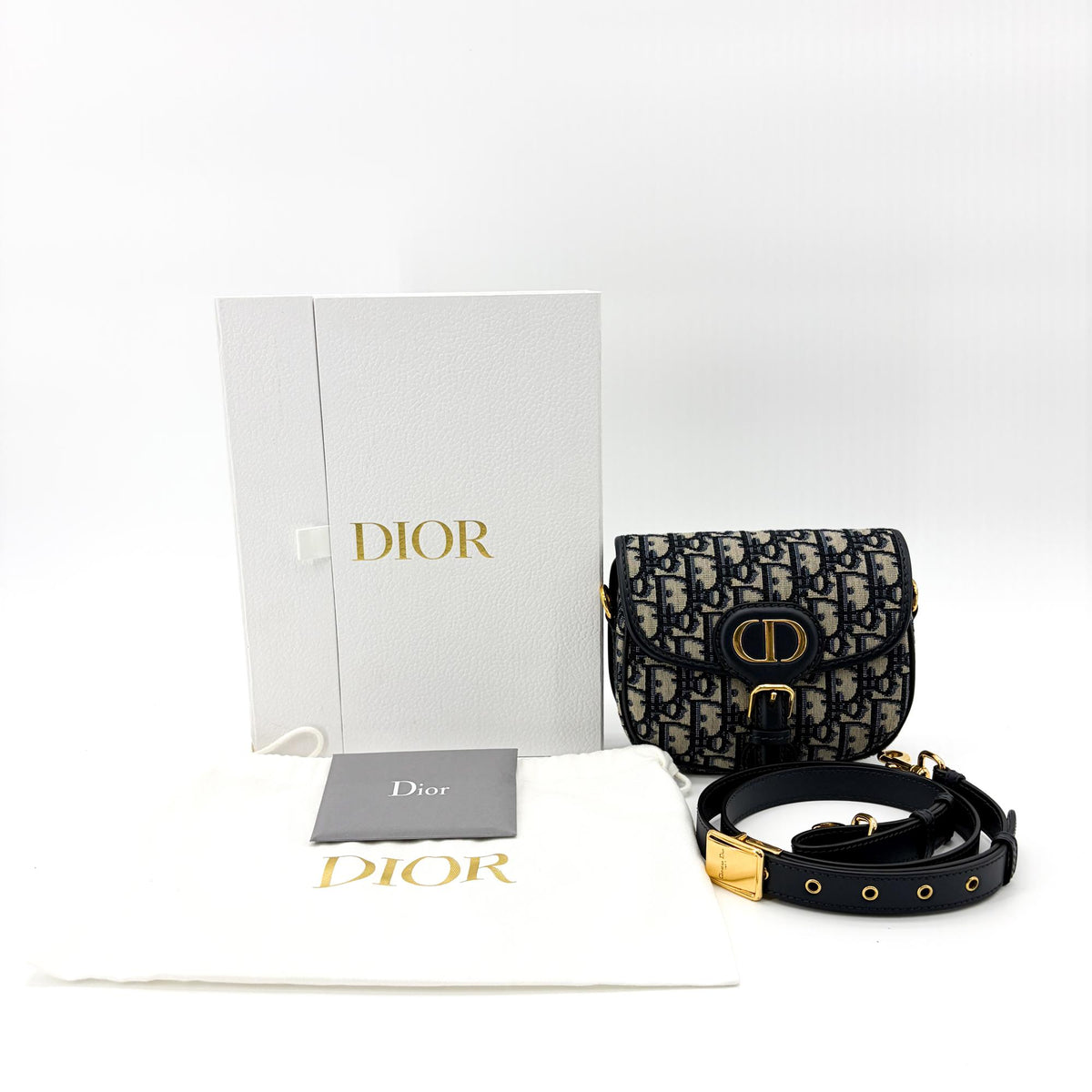 Christian Dior Bobby Flap Oblique Canvas, Beige, Canvas, Handbag
