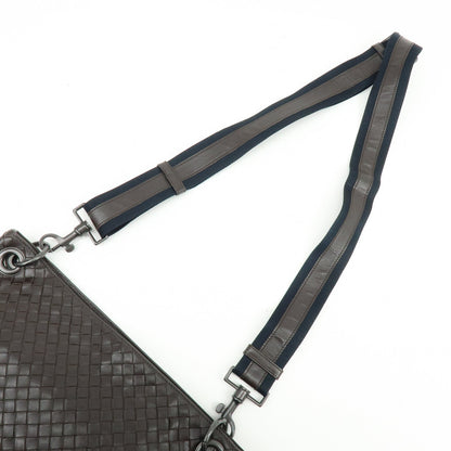 Bottega Veneta Flat Messenger Intrecciato Nappa, Brown, Leather, Handbag
