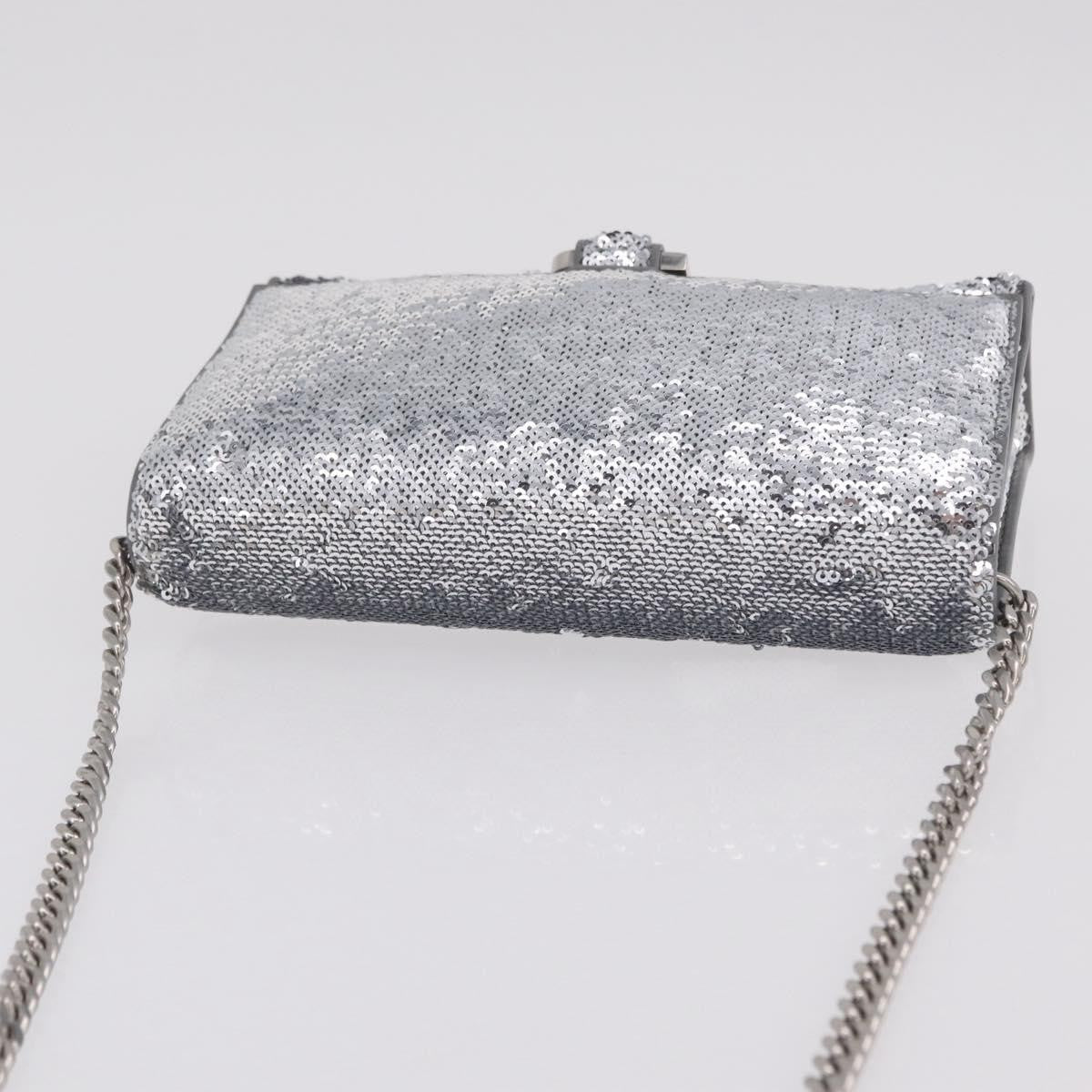 Balenciaga Hourglass Chain Leather with Sequins, Silver, Leather, Crossbody Bag