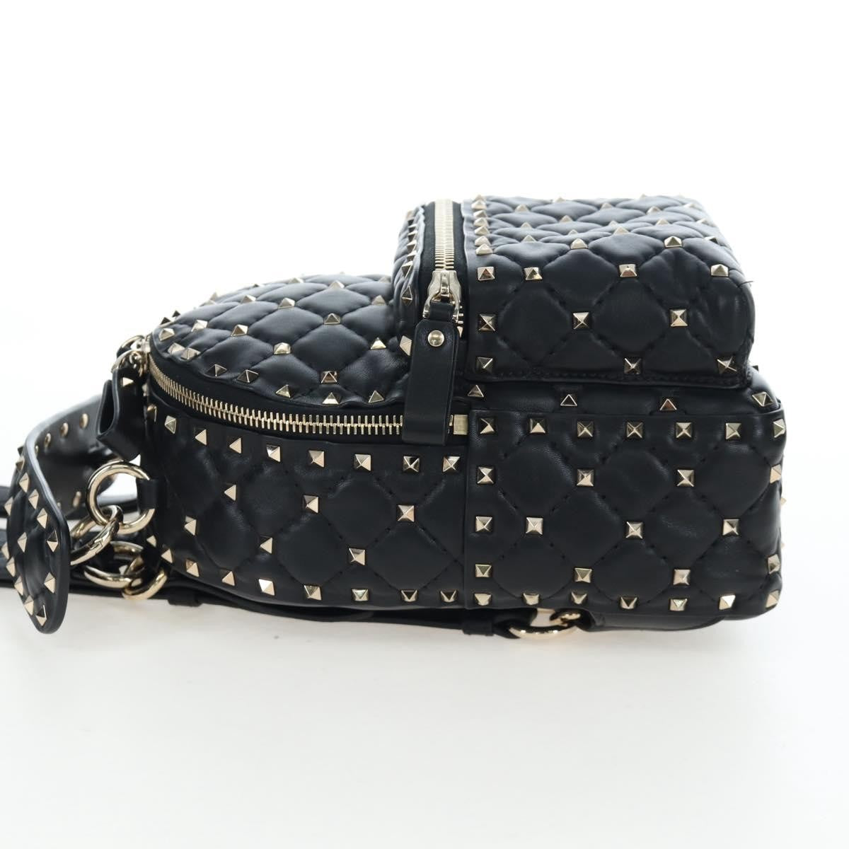 Valentino Garavani Rockstud Spike Quilted Leather, Black, Leather, Backpack